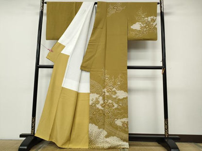 平和屋着物●訪問着　絞り　雲重ね枝梅文　金彩　正絹　逸品　CABJ6636ut