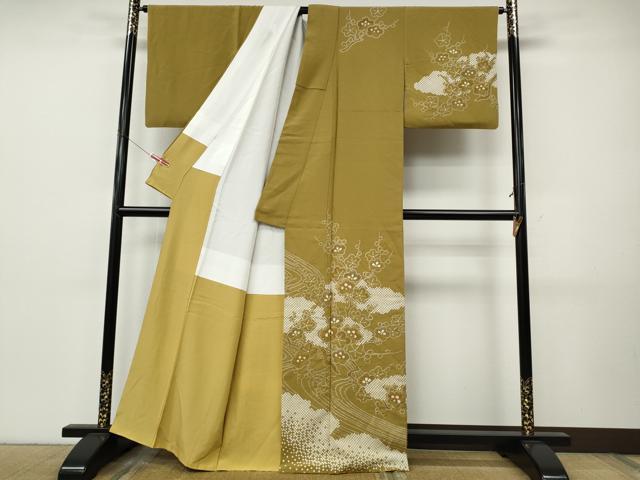 平和屋着物●訪問着　絞り　雲重ね枝梅文　金彩　正絹　逸品　CABJ6636ut