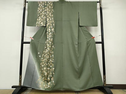 平和屋着物●訪問着　枝垂れ桜文　暈し染め　金彩　正絹　逸品　CABJ6643ut