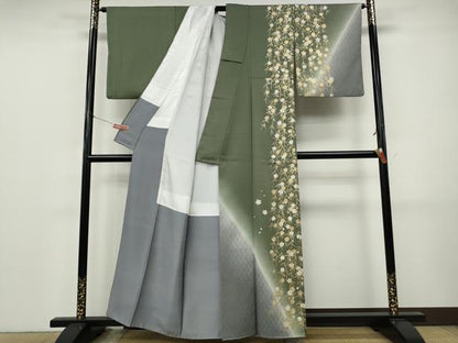 平和屋着物●訪問着　枝垂れ桜文　暈し染め　金彩　正絹　逸品　CABJ6643ut