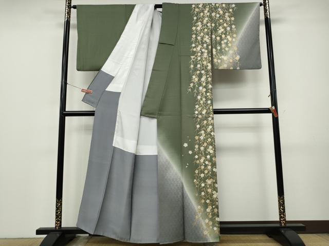 平和屋着物●訪問着　枝垂れ桜文　暈し染め　金彩　正絹　逸品　CABJ6643ut