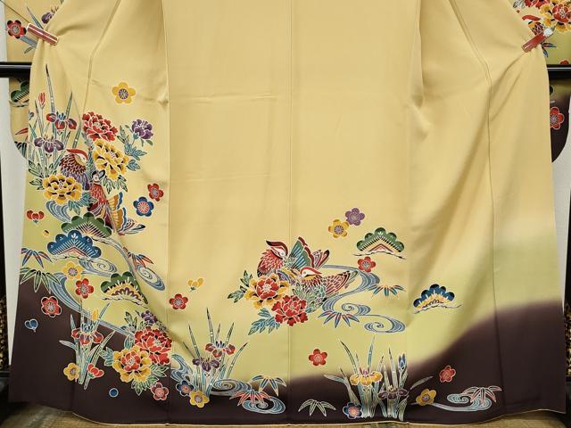 平和屋着物●豪華振袖　紅型　流水鴛鴦花文　暈し染め　正絹　逸品　CABJ6644ut