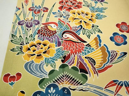 平和屋着物●豪華振袖　紅型　流水鴛鴦花文　暈し染め　正絹　逸品　CABJ6644ut