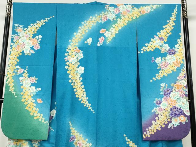 平和屋着物●豪華振袖　刺繍　舞花鞠文　暈し染め　金彩　正絹　逸品　CABJ6645ut