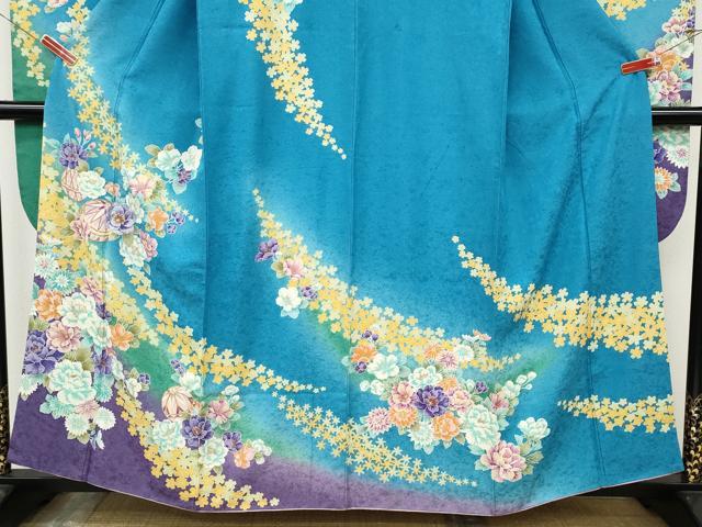 平和屋着物●豪華振袖　刺繍　舞花鞠文　暈し染め　金彩　正絹　逸品　CABJ6645ut
