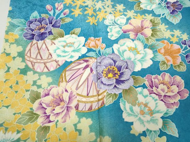 平和屋着物●豪華振袖　刺繍　舞花鞠文　暈し染め　金彩　正絹　逸品　CABJ6645ut