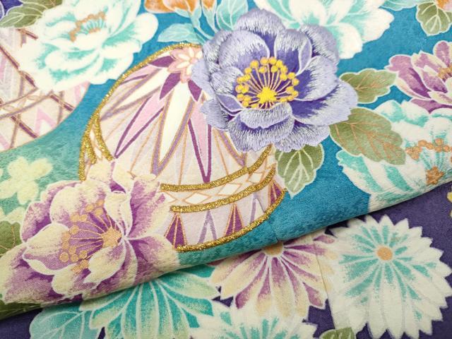 平和屋着物●豪華振袖　刺繍　舞花鞠文　暈し染め　金彩　正絹　逸品　CABJ6645ut