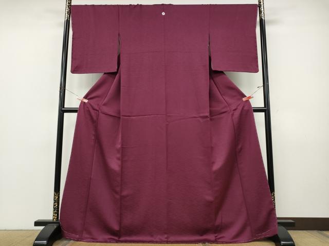 平和屋着物●上質な色無地　霞地紋　暗紅色　正絹　逸品　CABJ6650ut