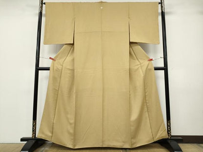 平和屋着物●上質な色無地　紋意匠　飴色　正絹　逸品　CABJ6652ut