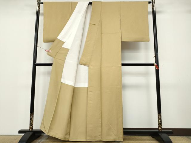 平和屋着物●上質な色無地　紋意匠　飴色　正絹　逸品　CABJ6652ut