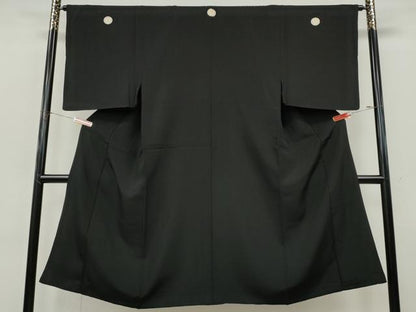 平和屋着物●男性　黒紋付　正絹　逸品　CABJ6656ut