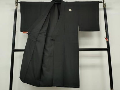 平和屋着物●男性　黒紋付　正絹　逸品　CABJ6656ut