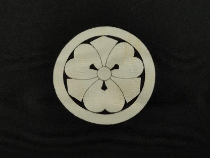 平和屋着物●男性　黒紋付　正絹　逸品　CABJ6656ut