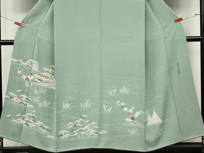 平和屋着物●名門・上野家　上野街子　清染居　訪問着　風景文　正絹　逸品　CABJ6657ut