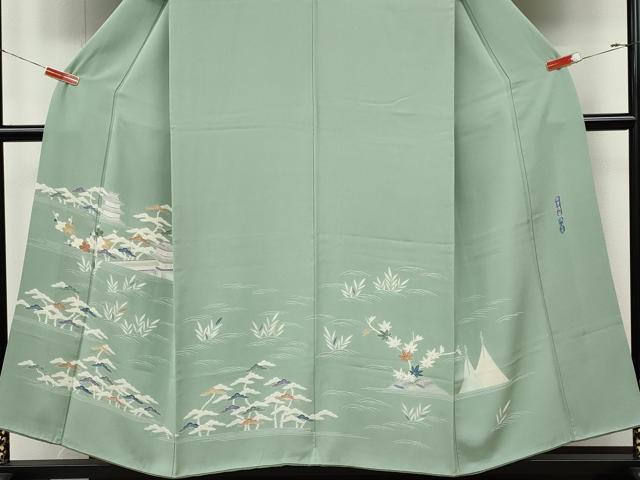 平和屋着物●名門・上野家　上野街子　清染居　訪問着　風景文　正絹　逸品　CABJ6657ut