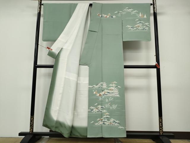 平和屋着物●名門・上野家　上野街子　清染居　訪問着　風景文　正絹　逸品　CABJ6657ut