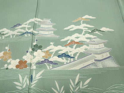 平和屋着物●名門・上野家　上野街子　清染居　訪問着　風景文　正絹　逸品　CABJ6657ut
