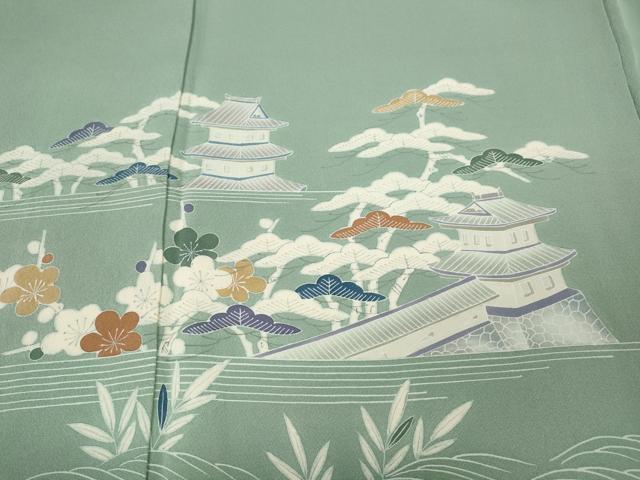平和屋着物●名門・上野家　上野街子　清染居　訪問着　風景文　正絹　逸品　CABJ6657ut