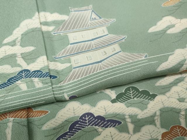 平和屋着物●名門・上野家　上野街子　清染居　訪問着　風景文　正絹　逸品　CABJ6657ut