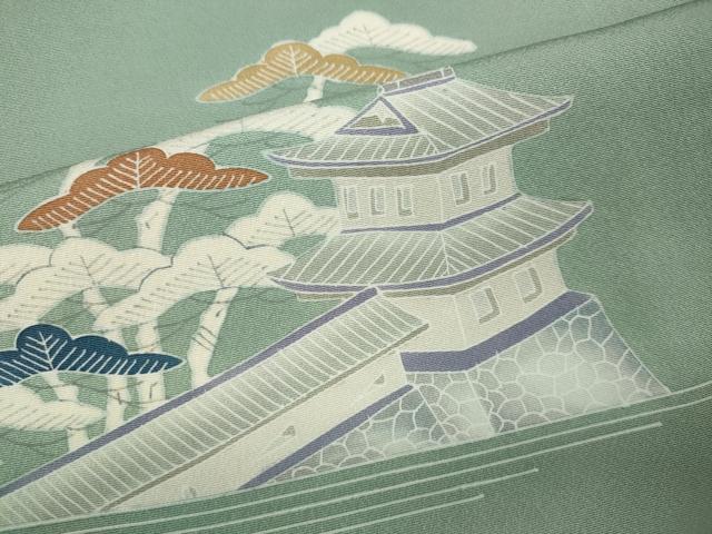 平和屋着物●名門・上野家　上野街子　清染居　訪問着　風景文　正絹　逸品　CABJ6657ut
