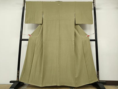 平和屋着物●上質な色無地　蜀江地紋　利休茶色　正絹　逸品　CABJ6661ut