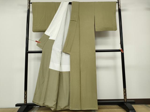 平和屋着物●上質な色無地　蜀江地紋　利休茶色　正絹　逸品　CABJ6661ut