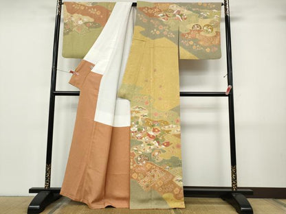 平和屋着物●京友禅の第一人者　松井青々　訪問着　駒刺繍　エ霞花文　金銀彩　正絹　逸品　CABJ6663ut