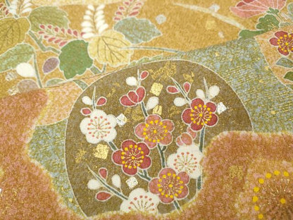 平和屋着物●京友禅の第一人者　松井青々　訪問着　駒刺繍　エ霞花文　金銀彩　正絹　逸品　CABJ6663ut
