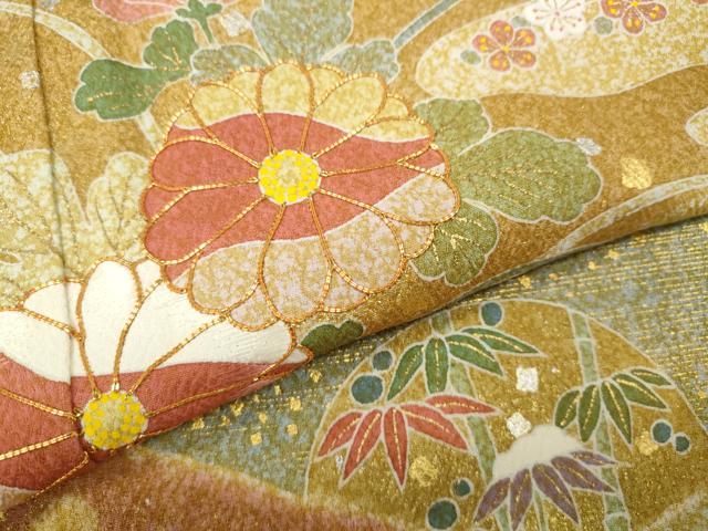 平和屋着物●京友禅の第一人者　松井青々　訪問着　駒刺繍　エ霞花文　金銀彩　正絹　逸品　CABJ6663ut