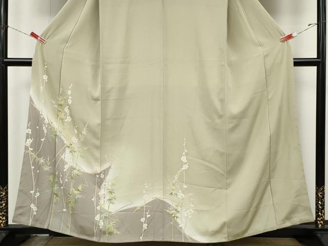 平和屋着物●本加賀友禅作家　奥田勝将　訪問着　松葉笹梅文　暈し染め　正絹　逸品　未使用　CABJ6664ut