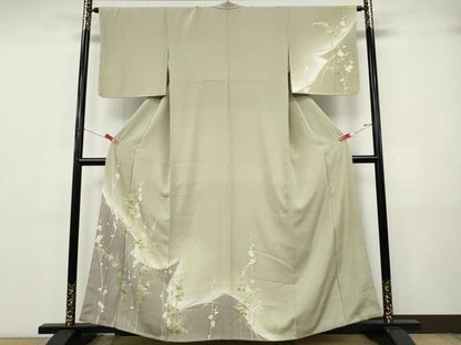 平和屋着物●本加賀友禅作家　奥田勝将　訪問着　松葉笹梅文　暈し染め　正絹　逸品　未使用　CABJ6664ut