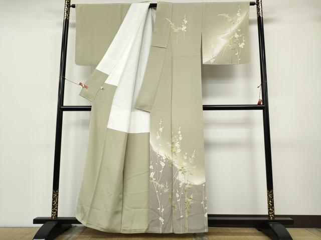 平和屋着物●本加賀友禅作家　奥田勝将　訪問着　松葉笹梅文　暈し染め　正絹　逸品　未使用　CABJ6664ut