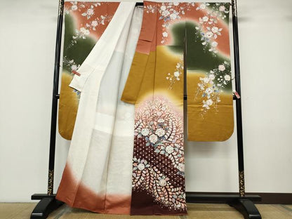 平和屋着物●越後十日町の一流染匠　桐屋・翠山工房　振袖　辻が花　絞り　暈し染め　正絹　逸品　CABJ6665ut