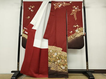 平和屋着物●越後十日町の一流染匠　桐屋・翠山工房　振袖　臈纐纈師　辻が花　暈し染め　金通し地　やまと誂製　正絹　逸品　CABJ6669ut