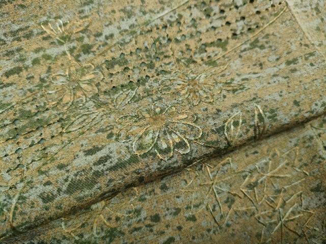 平和屋着物●中国三大刺繍　スワトウ刺繍　総刺繍　小紋　流水草花文　正絹　逸品　CABJ6676ut