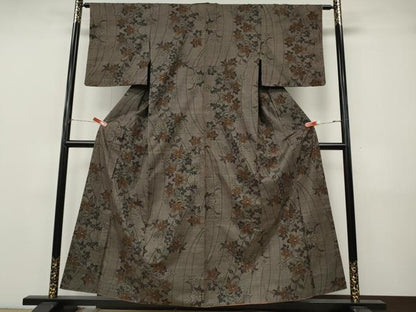 平和屋着物●本場大島紬　7マルキ　枝花文　正絹　逸品　CABJ6679ut