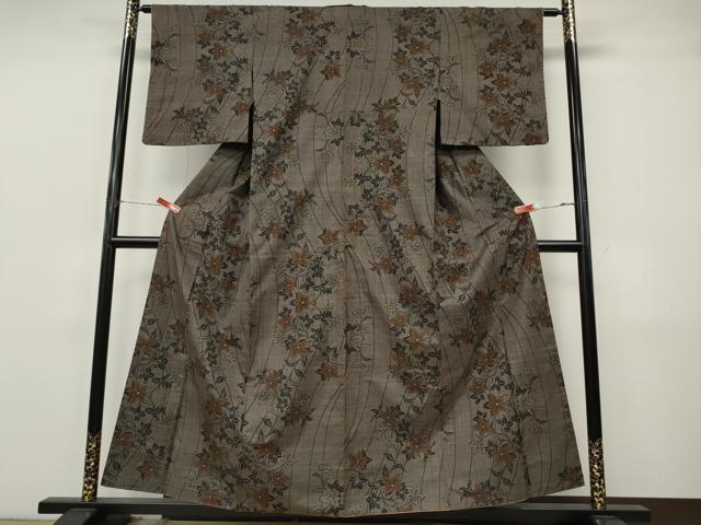 平和屋着物●本場大島紬　7マルキ　枝花文　正絹　逸品　CABJ6679ut