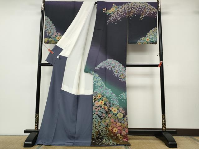 平和屋着物●訪問着　辻が花　絞り　暈し染め　金糸　京都きもの友禅　ロング丈　正絹　逸品　CABJ6682ut