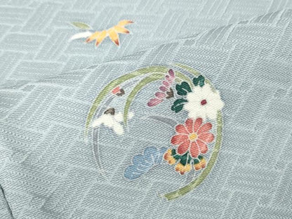 平和屋着物●上質な小紋　友禅　草花丸文　正絹　逸品　CABJ6684ut
