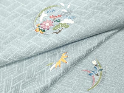 平和屋着物●上質な小紋　友禅　草花丸文　正絹　逸品　CABJ6684ut