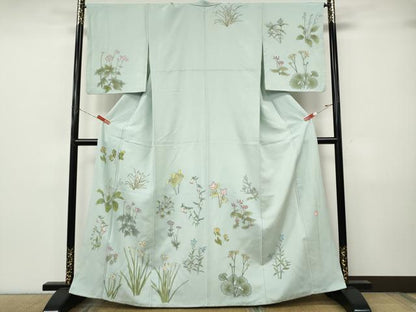 平和屋着物●訪問着　作家物　手描き　草花尽くし　正絹　逸品　CABJ6687ut