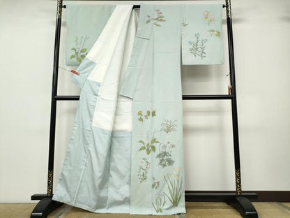 平和屋着物●訪問着　作家物　手描き　草花尽くし　正絹　逸品　CABJ6687ut