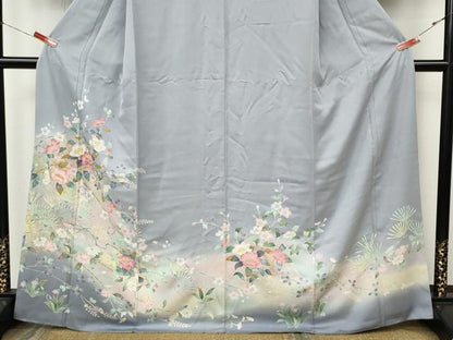 平和屋着物●訪問着　友禅　枝花文　暈し染め　金彩　正絹　逸品　CABJ6688ut