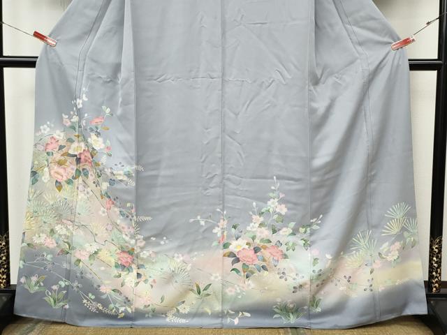 平和屋着物●訪問着　友禅　枝花文　暈し染め　金彩　正絹　逸品　CABJ6688ut