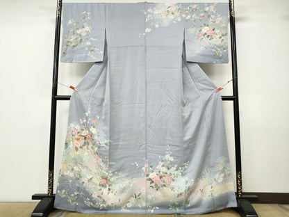 平和屋着物●訪問着　友禅　枝花文　暈し染め　金彩　正絹　逸品　CABJ6688ut