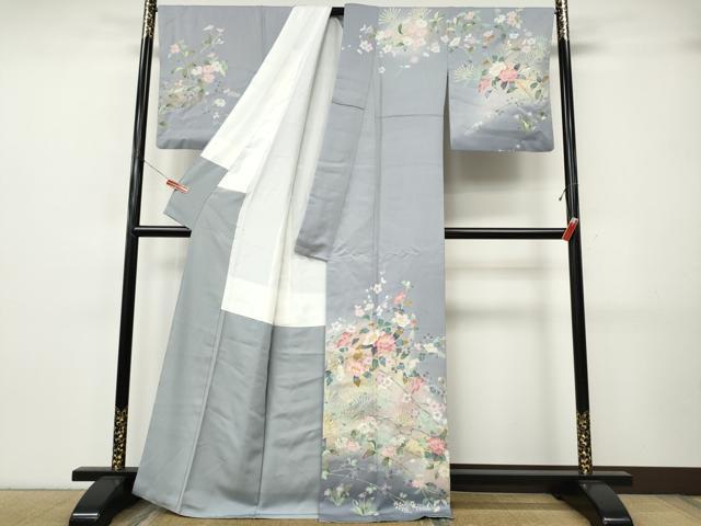 平和屋着物●訪問着　友禅　枝花文　暈し染め　金彩　正絹　逸品　CABJ6688ut