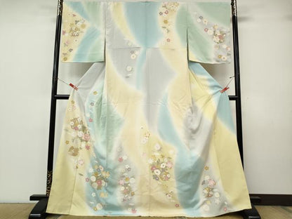平和屋着物●訪問着　草花丸文　暈し染め　金彩　正絹　逸品　CABJ6689ut