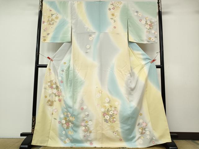 平和屋着物●訪問着　草花丸文　暈し染め　金彩　正絹　逸品　CABJ6689ut
