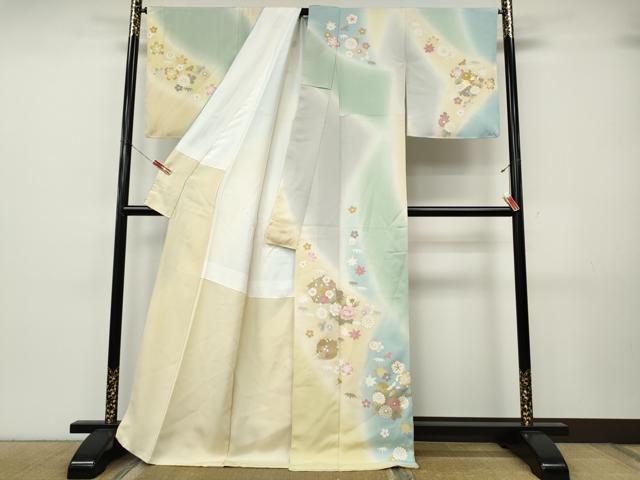 平和屋着物●訪問着　草花丸文　暈し染め　金彩　正絹　逸品　CABJ6689ut