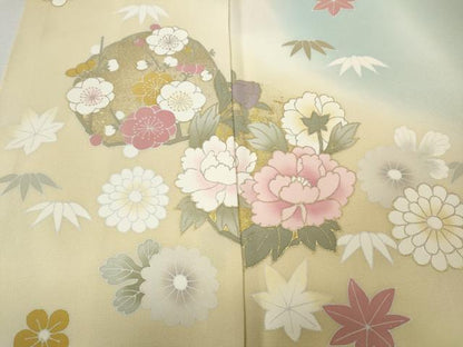 平和屋着物●訪問着　草花丸文　暈し染め　金彩　正絹　逸品　CABJ6689ut